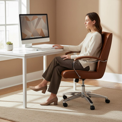 Chaise de bureau pivotante de haute qualité moderne Marron Chaise de bureau Chaise de jeu Chaise de bureau