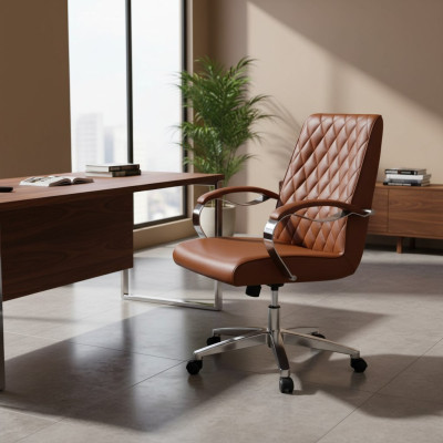 Chaise de bureau pivotante de haute qualité moderne Marron Chaise de bureau Chaise de jeu Chaise de bureau