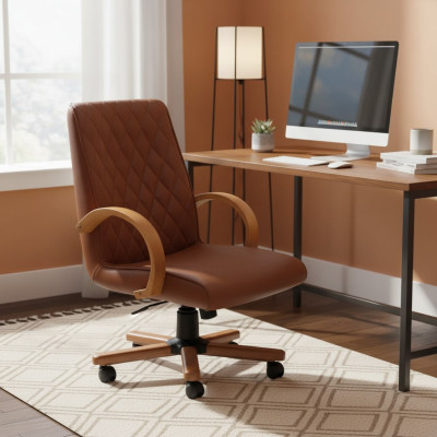 Chaise pivotante en similicuir moderne marron Chaise de bureau Fauteuil de jeu Chaise de bureau