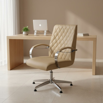 Chaise pivotante moderne beige, chaise de bureau, chaise de jeu, fauteuil de bureau, mobilier