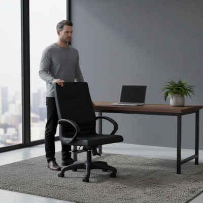 Chaise de bureau élégante Chaise de bureau noire Chaise pivotante Meubles de bureau Mobilier de bureau