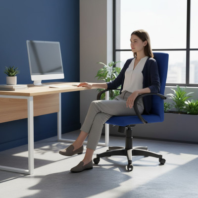 Chaise de bureau de jeu Siège simple bleu Chaise de bureau chaise pivotante