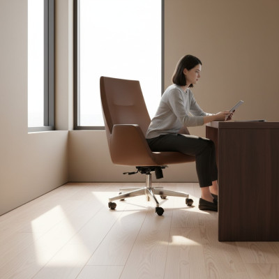 Chaise de bureau élégante pour jeux, chaise moderne unique, chaise de bureau marron, chaise pivotante