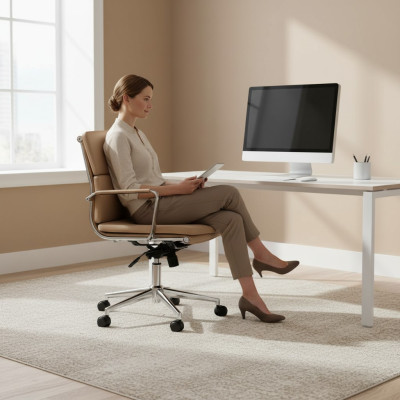 Chaise pivotante de luxe beige moderne, chaise de jeu unique, chaise de bureau, chaise de bureau