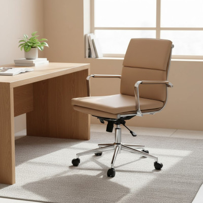 Chaise pivotante de luxe beige moderne, chaise de jeu unique, chaise de bureau, chaise de bureau