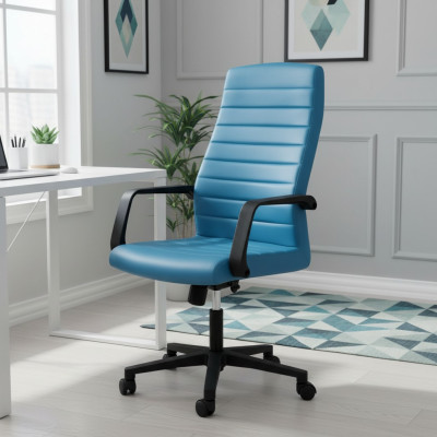 Chaise de bureau en similicuir de luxe Chaise de jeu Chaise de bureau neuve Chaise pivotante Bleue neuve