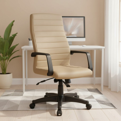Chaise de bureau en similicuir imitation moderne Chaise de jeu Chaise de bureau nouvelle Chaise pivotante Beige nouvelle