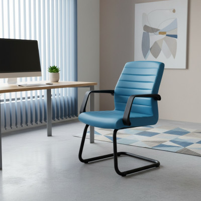 Salle d'attente Cabinet d'avocats Mobilier de bureau Chaises en cuir bleu Chaise de conférence