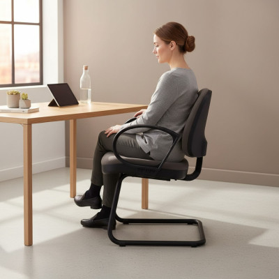 Mobilier de bureau salle d'attente cabinet d'avocats textile chaises brunes chaises de conférence.