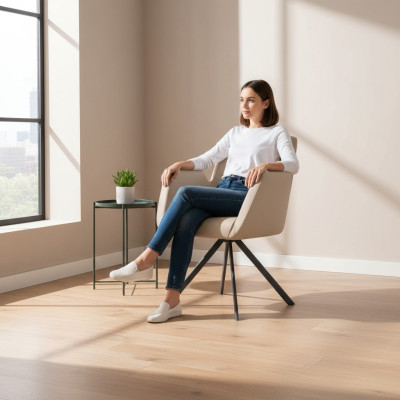 Revêtement de chaise Fauteuils de bureau en similicuir Chaises informatiques modernes Meubles Beige neufs