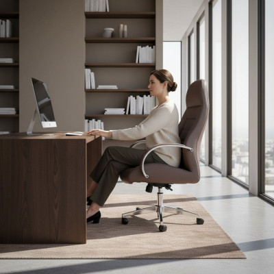 Rembourrage de chaise en similicuir Chaises de bureau Chaises informatiques modernes Mobilier Marron