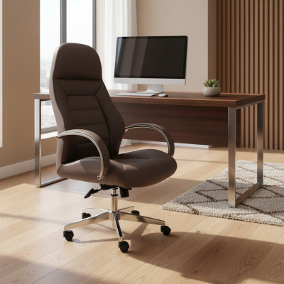 Rembourrage de chaise en similicuir Chaises de bureau Chaises informatiques modernes Mobilier Marron