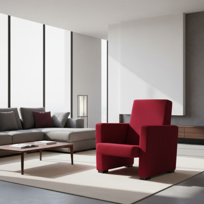 Fauteuil Canapé 1 place Design Luxe Chaise Rouge Classique en Tissu Textile Nouveau