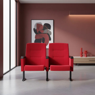 Fauteuil Art Déco Fauteuil Canapé 1 Place pour Théâtre Design Luxe Textile Rouge Nouveau