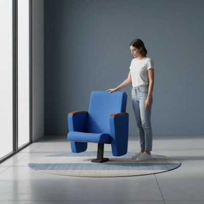 Fauteuil Art Déco Fauteuil Canapé 1 Place pour Conception Théâtrale Luxe Textile Bleu