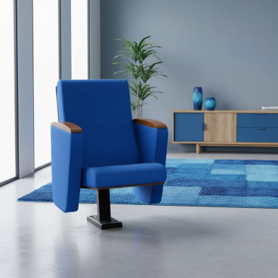 Fauteuil Art Déco Fauteuil Canapé 1 Place pour Conception Théâtrale Luxe Textile Bleu