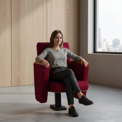 Fauteuil Art Déco Fauteuil Canapé 1 place pour Théâtre Design Luxe Textile Rouge neuf