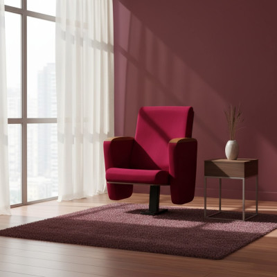 Fauteuil Art Déco Fauteuil Canapé 1 place pour Théâtre Design Luxe Textile Rouge neuf