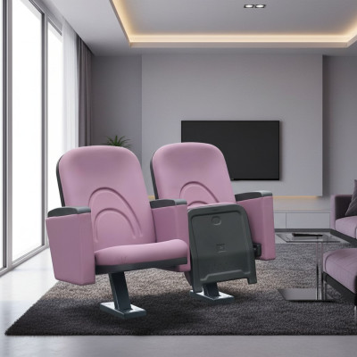 Moderne Fauteuil Fauteuil Canapé 1 Place pour Théâtre Cinéma Design de Luxe Textile Rose