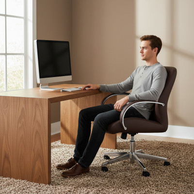 Fauteuil en similicuir avec revêtement, chaise pivotante pour ordinateur, mobilier de bureau, fauteuil de direction