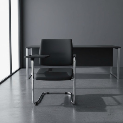 Chaise noire élégante, chaise moderne au design de haute qualité pour bureau, neuf.