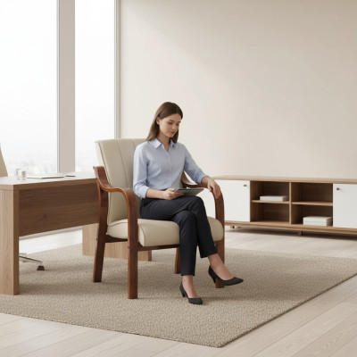 Chaise de bureau moderne Chaise rembourrée de bureau en cuir synthétique