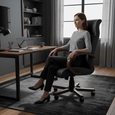 Chaises d'ordinateur Chaise de direction Fauteuil en cuir synthétique Rembourrage Chaise de bureau Pivotante nouveau