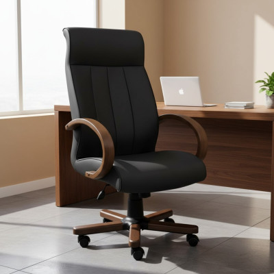 Chaises d'ordinateur Chaise de direction Fauteuil en cuir synthétique Rembourrage Chaise de bureau Pivotante nouveau