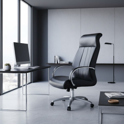 Chaises d'ordinateur chaise de direction noire Fauteuil Fauteuil en cuir synthétique Chaise de bureau pivotante
