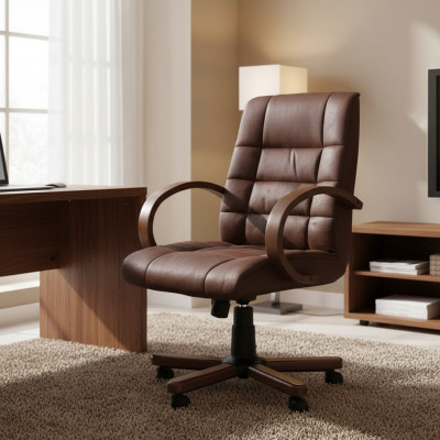 Chaise de bureau en cuir synthétique marron fauteuil de direction chaise de bureau pivotante en cuir synthétique