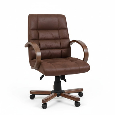 Chaise de bureau en cuir synthétique marron fauteuil de direction chaise de bureau pivotante en cuir synthétique