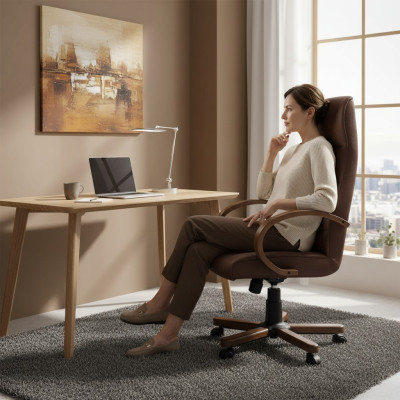 Chaise de direction en simili-cuir marron chaise de bureau rembourrée chaise pivotante neuve