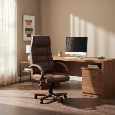 Chaise de direction en simili-cuir marron chaise de bureau rembourrée chaise pivotante neuve