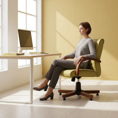 Chaise de bureau pivotante pour ordinateur, chaise de bureau moderne verte, fauteuil rembourré imitation cuir, fauteuil de bureau.