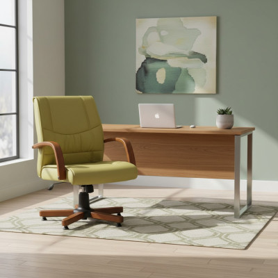 Chaise de bureau pivotante pour ordinateur, chaise de bureau moderne verte, fauteuil rembourré imitation cuir, fauteuil de bureau.