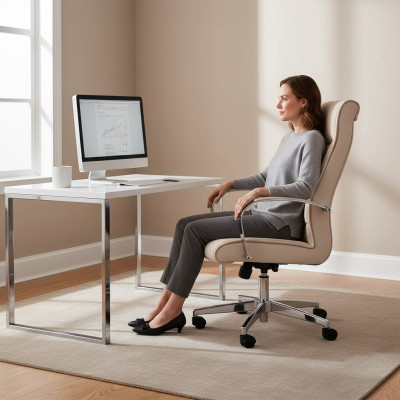 Chaise Chaise de bureau Beige Chaise de bureau Chaise pivotante Fauteuil Fauteuils Chaise de direction Bureau
