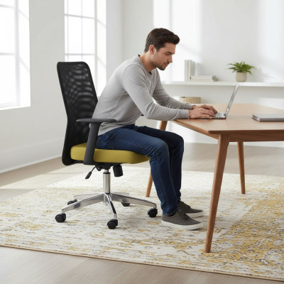 Fauteuil pivotant en textile rembourré Chaises d'ordinateur Mobilier Chaise de bureau Chaise de direction