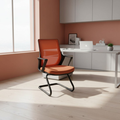 Chaise de bureau de haute qualité, chaise de bureau orange moderne en tissu nouveau