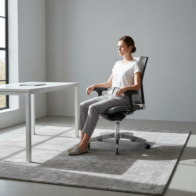 Fauteuil de luxe gris Chaise rembourrée Chaise pivotante pour ordinateur Mobilier Chaises de bureau Chaise de direction