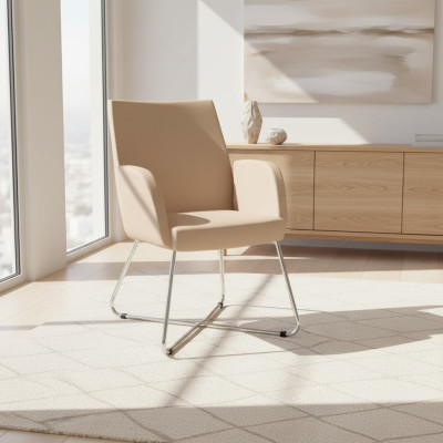 Design Chaise Fauteuil Chaises de Tapisserie de luxe Fauteuil textile beige Chaise de bureau