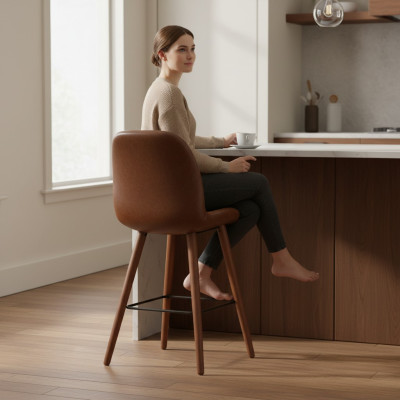 Chaise de salle à manger Luxe Chaises marron Design de chaise Fauteuil Mobilier Chaise en bois nouvelle