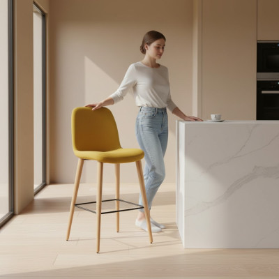 Chaise de salle à manger de luxe Chaises jaunes Design de chaises Fauteuil Meubles Chaise en bois neuve