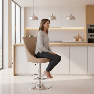 Moderne Tabouret de Bar Designer de Haute Qualité Beige en Imitation Cuir mobilier de luxe neuf