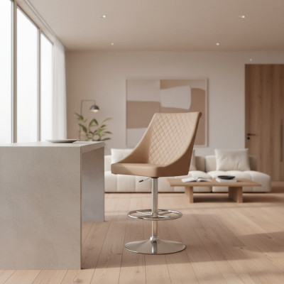 Moderne Tabouret de Bar Designer de Haute Qualité Beige en Imitation Cuir mobilier de luxe neuf