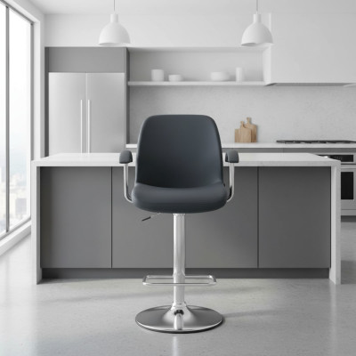 Chaise grise moderne Tabouret de bar designer en métal Mobilier de luxe élégant Tabouret