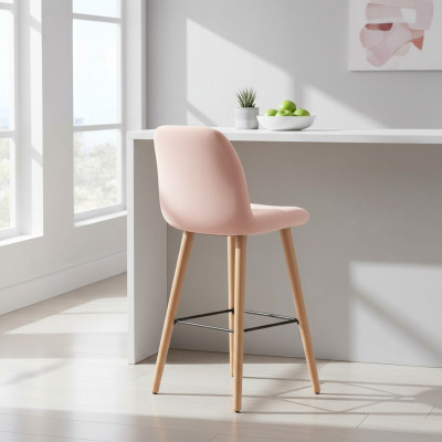 Chaise rose moderne, tabouret de bar design en bois, meuble de luxe élégant, tabouret nouveau.