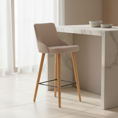 Tabouret de bar moderne en bois de designer Chaise de salle à manger Tabouret de bar Beige nouveau