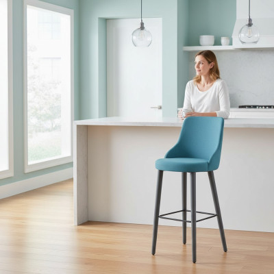 Tabouret de bar élégant Chaise en bois de designer Chaise de salle à manger Tabouret Bleu Bar Nouveau