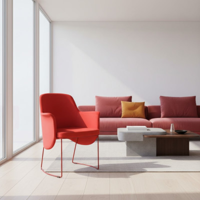Chaise de salle à manger moderne Chaise de cuisine Chaise Fauteuil Siège Tissu Moderne Bois Rouge