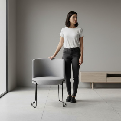 Chaise moderne Rembourrage Chaises de salle à manger Textile Couleur Gris 1 Place Nouveau